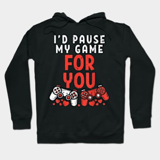 Pause My Game For You Gamer Mens Valentines Day Boys Kids Hoodie